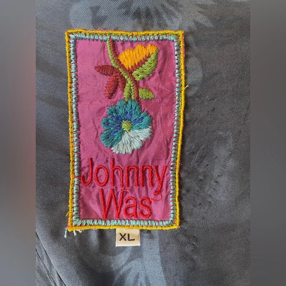 Johnny Was Silk Floral Tunic Embroidered Waistband and Tie Waist in Back Size XL - Picture 8 of 13